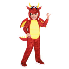 9912030 Kids Red Dragon Jumpsuit Halloween Costume 3-4 Yrs