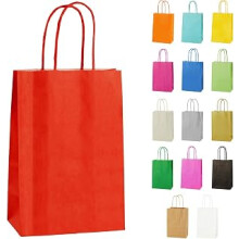 10 Red x Small Paper Bags with Twist Handles 14x21x8cm colour