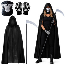 4Pcs Halloween Grim Reaper Costume Adult Men for Halloween Cosplay