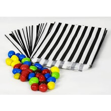 5" x 7" Black Candy Striped Sweet Paper Bags | Pack of 50 | Wedding Buffet Favour Cake Gift Pick n Mix Shop