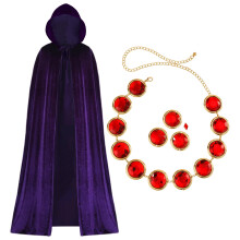 Purple Cape with Red Gem Waist Belt, Purple Cloak with Hood Anime
