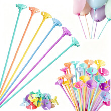 50 PCS Balloon Sticks Macaron-Color Balloon Holder Sticks, Reusable