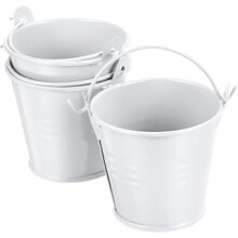 2"x2" Small Metal Bucket, 3 Pack Mini Colorful Buckets Cute Candy Tiny Decorative Pails with Handles for Crafts Party Favors, White
