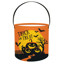 8L Spooky Halloween Pumpkin Boo Basket Trick or Treat Candy Bucket