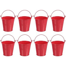 3"x3" Small Metal Buckets with Handle, 8 Pcs Mini Galvanized Bucket Colorful Easter Buckets for Crafts Party Favors Decoration, Red
