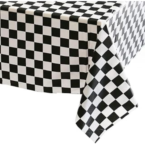 54x108 Black and White Checkered Table Cloth Racing TableCloth Party