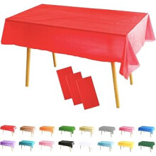 3 Pack Red Christmas Table Cloth Party Disposable Tablecloths, Red