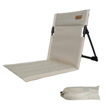 (Beige) Folding Backchair with Alloy Rack Stable Easy Adjustables Seats for Beach Picnic