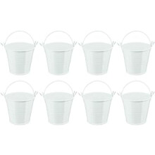 2.4"x2" Small Metal Buckets with Handle, 8 Pcs Mini Galvanized Bucket Colorful Easter Buckets for Crafts Party Favors Decoration, White