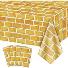 4Pcs Yellow Brick Tablecloths Brick Wall Table Covers Rectangular