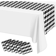 6 Pcs Black and White Checkered Table Runner, 14 x 108 in Alice