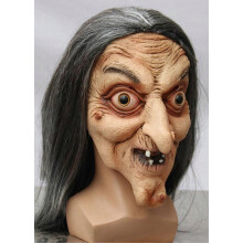 Horror Long Hair Witch Head Cover Old Man Head Mask Ghost House Secret Room Escape Scary Scene Dress Up Props