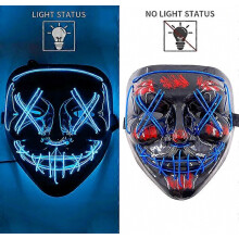 1P Scary Halloween Colplay Carnival Light Up Movie Mask Halloween Masquerade Party LED Face Masks for Adult Mask Glowing