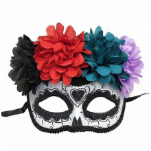 Female Prom Masks Halloween Party Props Mexican Day Of The Dead Cosplay Costume Female Masquerade Mask Skull Flower Eye