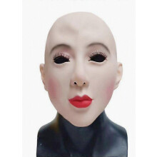 Bald Beautiful Female Mask Realistic Woman Party Full Head Human Face Latex Mask Masquerade Theater Halloween Cos Tricky