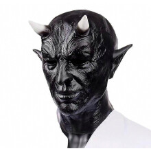 Cosplay Mephistopheles Mask Horror Demon Horn Mask Devil Killer Latex Helmet Masquerade Carnival Halloween Party Costume