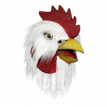 Rooster Mask Chicken Mask Halloween Novelty Costume Party Latex Animal Head Mask Rooster Cosplay Props White