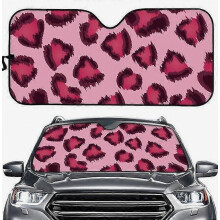 Pink Leopard Design Print Car Interior Protector Universal Autos Windshield Covers Foldable Car Sun Shade Windshield UV
