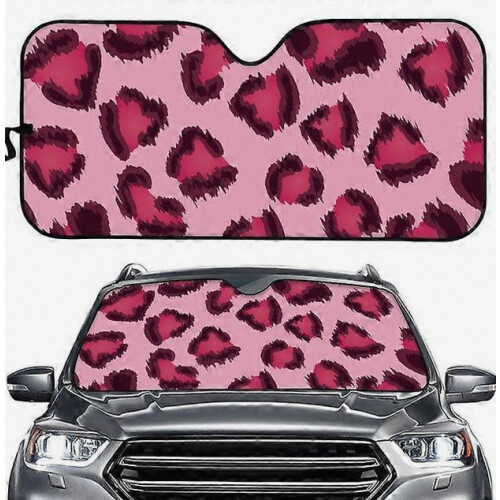 Pink Leopard Design Print Car Interior Protector Universal Autos Windshield Covers Foldable Car Sun Shade Windshield UV