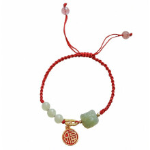 Βραχιόλι τύχης Crystal Slider από χρυσό 14 καρατίων Hetian Jade με πλεκτό κόσμημ