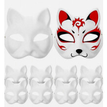 Mask Cat Masquerade Blank Masks White Animal Empty Diy Party Women Cosplay Halloween Paper Therian Face Kids Painted Han