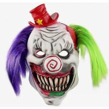 Colorful Clown Mask Latex Full Face Cover Halloween Spooky Cosplay Prop