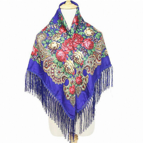 Χειμερινό ζεστό κασκόλ Tribe Shawl από βαμβάκι με κρόσσια για γυναίκες