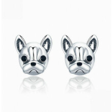 Ear Studs French Bulldog Dog S925 Silver  Earrings for Ceremony