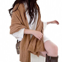 Solid Brown Elegant Shawls and Wraps with Bottons Winter Thicken Large Poncho for Lady