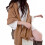 Solid Brown Elegant Shawls and Wraps with Bottons Winter Thicken Large Poncho for Lady 1