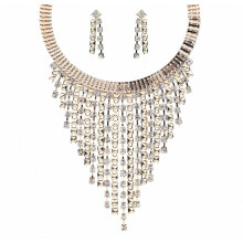Necklace Multilayered Tassel Diamond Studded Earrings Collar Jewelry for Wedding