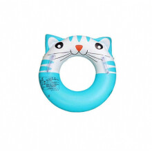 Blue Cat Inflatable Pool Float PVC Baby Swimming Ring with Double Handle for Kids