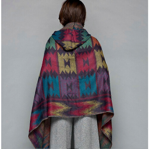 Φθινόπωρο Χειμώνας Hoodie Poncho Γεωμετρικό Σάλι Τυλίξτε το Κασκόλ Thciken γ 1