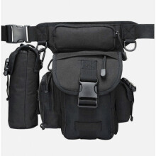 Borsa da gamba nera per moto, marsupio grande per ciclismo, campeggio e viaggi.