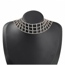 Damen-Halskette mit auffälligem Anhänger aus Legierung, Diamanten und Strasssteinen für Partys