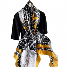 Silky Scarf with Floral Printing Thin Shawl Elegant Wrap Summer Beach Cover for Lady
