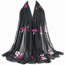 Spring And Autumn Embroider Floral Scarf Cotton Wraps Fashion Scarf Shawl for Lady