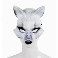 White Fox Mask EVA Half Face Cover Halloween Cosplay Party Prop