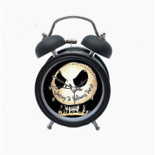 Nightmare Jack Skellington Twin Bell Anime Alarm Clock Non Ticking Analogue Bell Clock