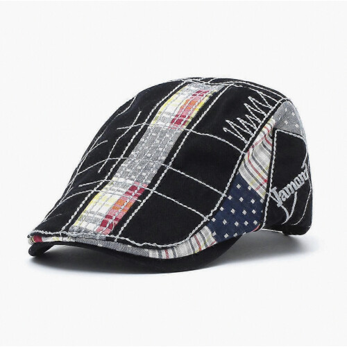 Men Flat Cap,Duckbill Hat,Hunting Cap Tweed Cap Patchwork