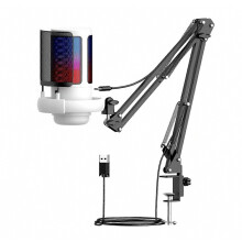 RGB-pelimikrofoni puomivarrella, USB-tietokonemikrofoni podcasteihin, videoihin, suoratoistoon, yhteensopiva PS4/5/PC:n