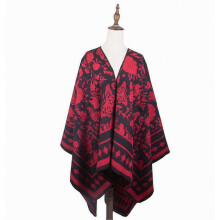 Ethnic Style Shawl Scarf Open Front Poncho Winter Cardigant Blanket for Lady