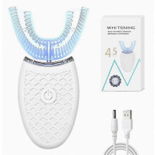 Cepillo de dientes ultrasónico totalmente automático con sujeción bucal en forma de U para una limpieza de 360 grados.