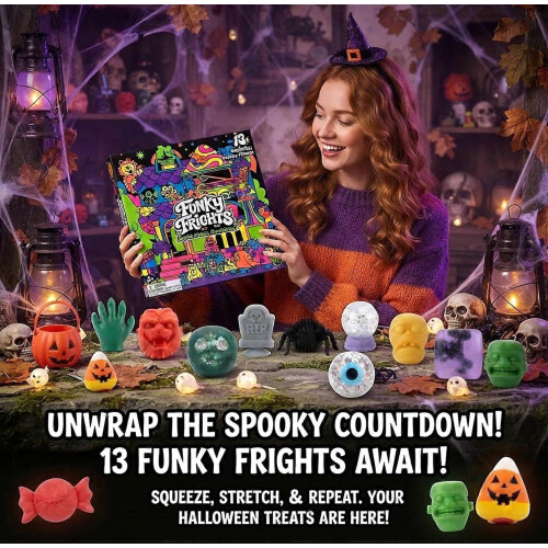 Funky Frights Ημερολόγιο Halloween Advent 13 Ημερών, Τρομακτικό Squishy Παιχνίδια Αν 1