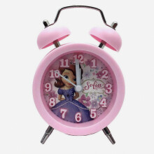 Sofias Pink Twin Bell Anime Alarm Clock Non Ticking Analogue Bell Clock