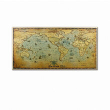 World Marine Chart Art Poster Vintage Wall Decor Kraft Paper 72x36cm for Bar Coffee Shop Home