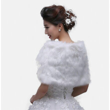 White Faux Fur Capelets Shawls Wedding Bridal Shoulder Cape Wraps Tippet Stoles