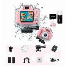 Waterproof Camera for Kids, 2.0 Inch 1080p Full HD Display Screen, Kids Video Projection Camera, Digital Camera Pink