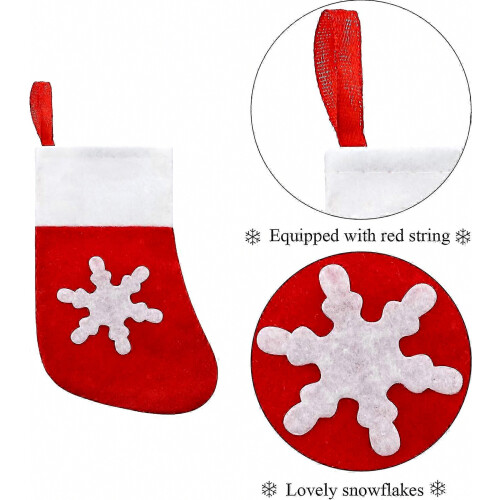 20 Packs Mini Christmas Stockings for Table Decorations, Dinner Tableware Holders, Festive Sock Decor 2