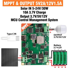Solar Charger Module MPPT 3.7V Lithium Battery Type-C 5-24V 10-30W Solar Panel Output 5V/12V for DIY LoRa